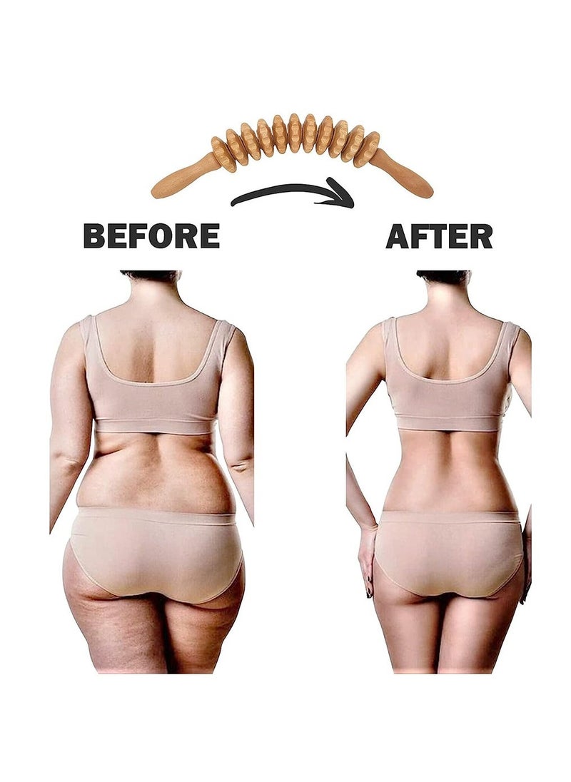 Loquat Curved Wooden Massage Roller, Multi-Functional Body Roller for Waist and Thigh, Wooden Massager Handheld Roller for Cellulite Reduction and Muscle Tension - Image 5