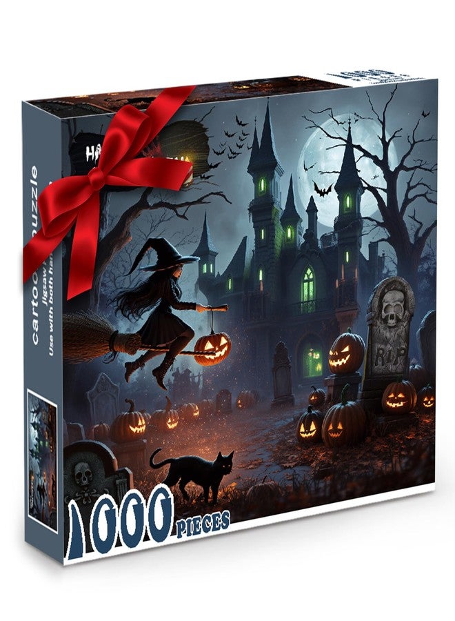 Nsoyos Halloween Puzzles 1000 Pieces-Creative Play & Haunted House Pumpkin,Witch,Ghost,Grave Theme Puzzles-for Holiday Party Gifts or Halloween Home Decorations - Image 1