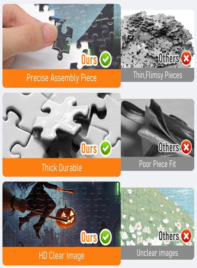 Nsoyos Halloween Puzzles 1000 Pieces-Creative Play & Haunted House Pumpkin,Witch,Ghost,Grave Theme Puzzles-for Holiday Party Gifts or Halloween Home Decorations - Image 5