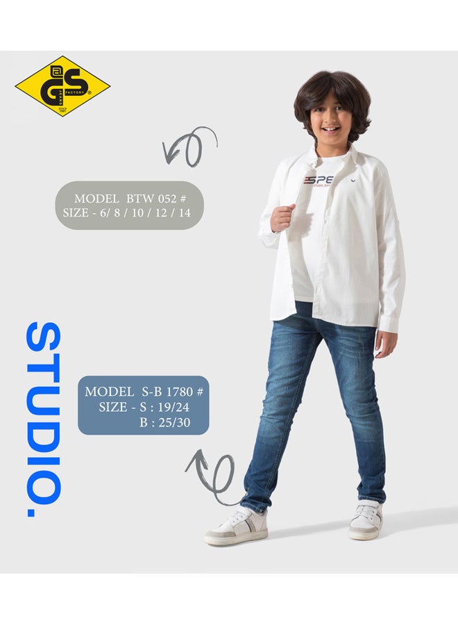 جي@إس قميص كتان صيفي للأولاد مع تيشيرت قطني