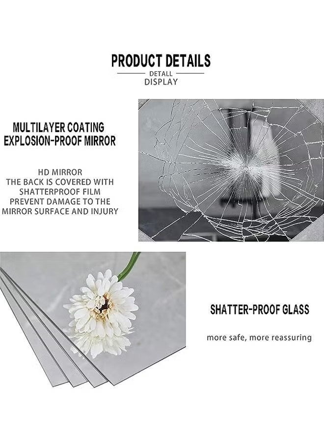 Beauenty Full Length Wall Mirror Tiles, 4 Pieces Frameless Wall Mirror Stickers Self Adhesive Combination HD Make UP Mirror for Wall Decor Living Room Vanity Bedroom - Image 4