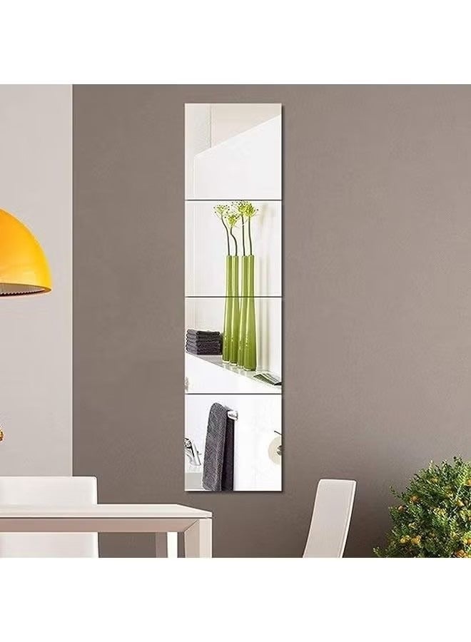 Beauenty Full Length Wall Mirror Tiles, 4 Pieces Frameless Wall Mirror Stickers Self Adhesive Combination HD Make UP Mirror for Wall Decor Living Room Vanity Bedroom - Image 1