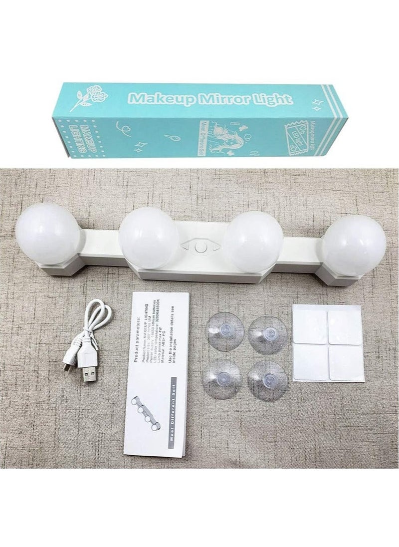 Generic - Makeup Lights, Cordless Portable, LED Vanity Mirror Light Kit Hollywood Style, USB Rechargeable, 4 Dimmable Bulbs Multifunction Fill Lights Battery Powered for Dressing Table/Bathroom - Image 1