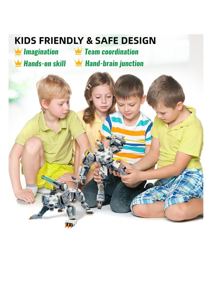 Zikra Animal Transforming Robot Toys, Robot Action Figures, Tiger Action Figure for Kids Deformation Assembly Robot for Boys & Girls Ages 6 7 8 9 10, Birthday Gifts, Graduation Gifts, School Gifts - Image 2