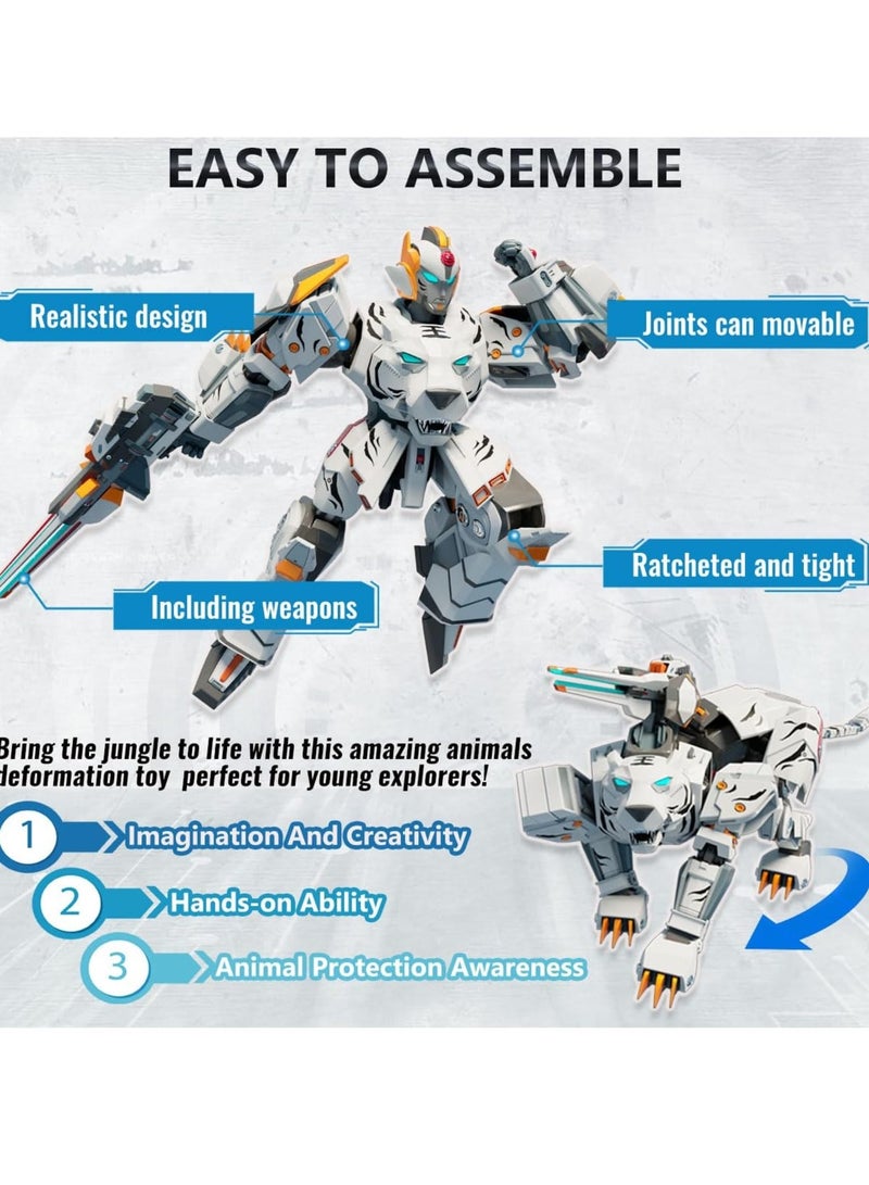 Zikra Animal Transforming Robot Toys, Robot Action Figures, Tiger Action Figure for Kids Deformation Assembly Robot for Boys & Girls Ages 6 7 8 9 10, Birthday Gifts, Graduation Gifts, School Gifts - Image 3