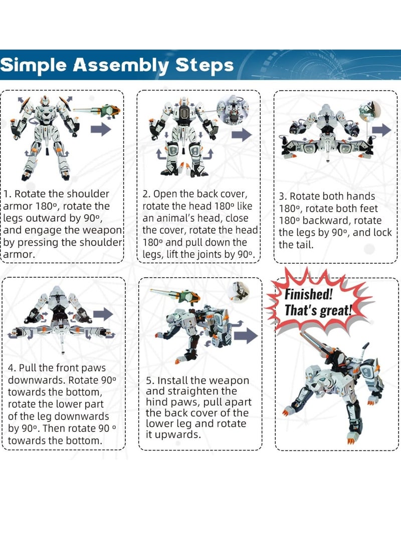 Zikra Animal Transforming Robot Toys, Robot Action Figures, Tiger Action Figure for Kids Deformation Assembly Robot for Boys & Girls Ages 6 7 8 9 10, Birthday Gifts, Graduation Gifts, School Gifts - Image 4