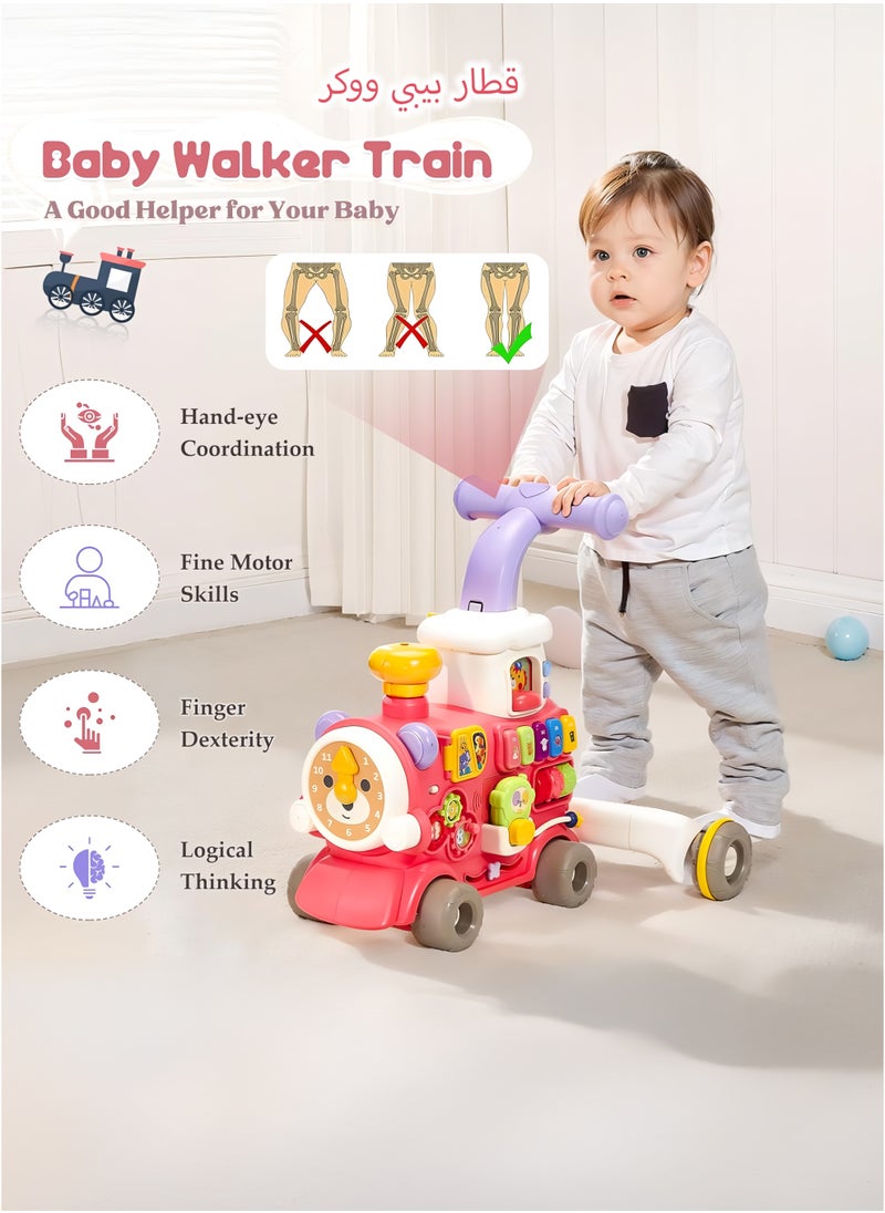 Toshionics 5-in-1 Baby Walker Train - Interactive Activity Walker with Spray, Sound, Music, Piano Keys, Montessori-Inspired Toys, Adjustable Speed and Toy Storage for Toddlers 6, 7, 8, 9, 10, 11 and 12 Months of Age, Perfect Gift for your Little Ones on Eid, Birthdays, Holidays, Baby Shower and Special Occasions, Red  - Image 2