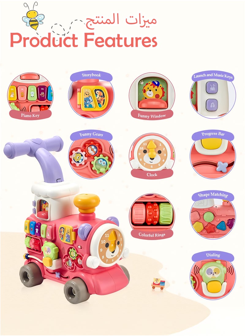 Toshionics 5-in-1 Baby Walker Train - Interactive Activity Walker with Spray, Sound, Music, Piano Keys, Montessori-Inspired Toys, Adjustable Speed and Toy Storage for Toddlers 6, 7, 8, 9, 10, 11 and 12 Months of Age, Perfect Gift for your Little Ones on Eid, Birthdays, Holidays, Baby Shower and Special Occasions, Red  - Image 4