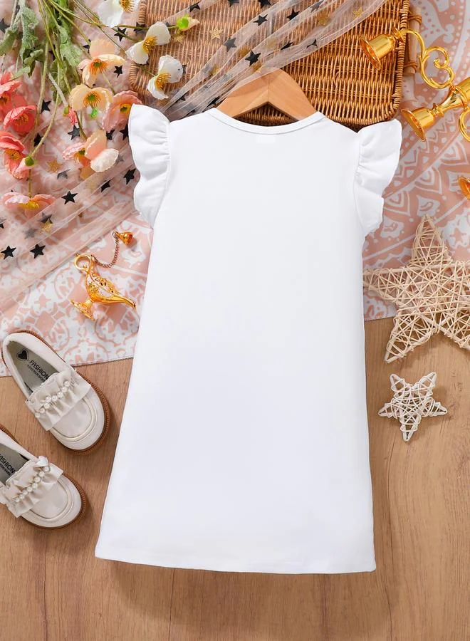 Take Two Girls Ramadan Graphic Print Frill Sleeve Dress