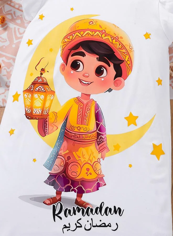 Take Two  Girls Ramadan Graphic Print Frill Sleeve Dress for Women | Best Price UAE