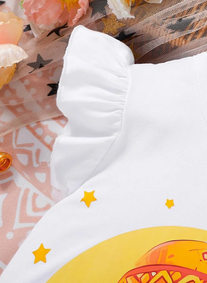 Take Two  Girls Ramadan Graphic Print Frill Sleeve Dress for Women | Best Price UAE