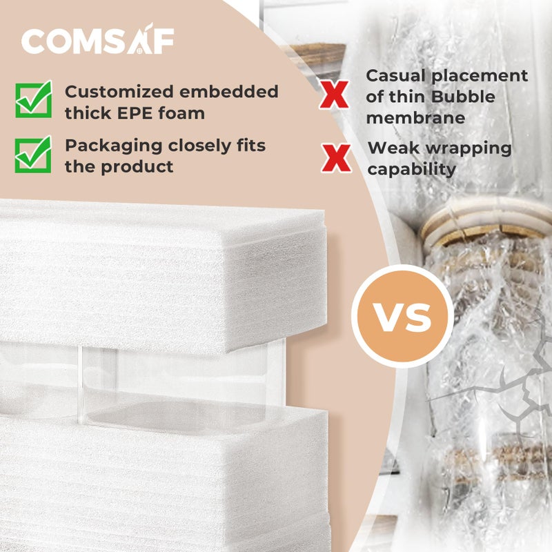 ComSaf Glass Spaghetti Pasta Storage Container with Lids 70oz Set of 3, Tall Clear Airtight Food Storage Jar with Wood Cover Kitchen Pantry Storage Container for Noodles Flour Cereal Coffee Beans - Image 4