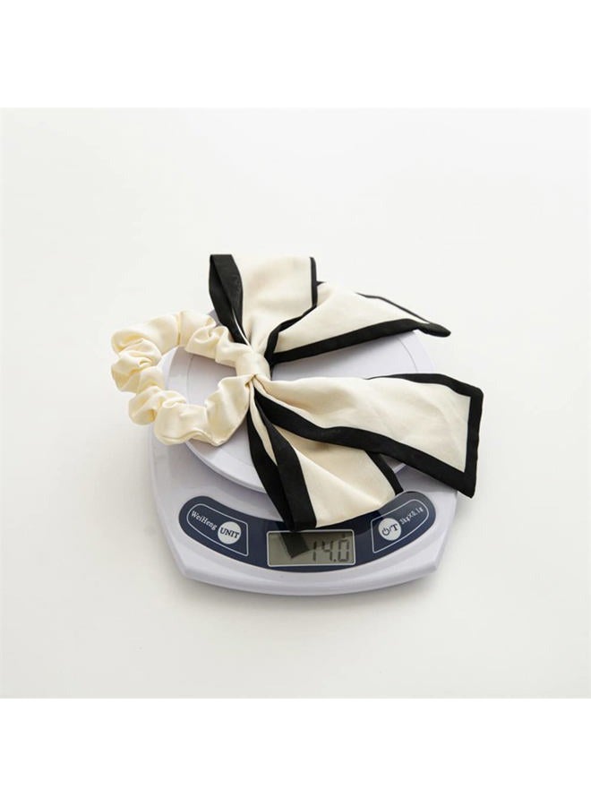 DINPREY 2 Pcs Black White Hair Accessories: Chiffon Ribbon Bow Scrunchies, Short Hair Ties with Bow for Women and Girls (Black) - Image 5