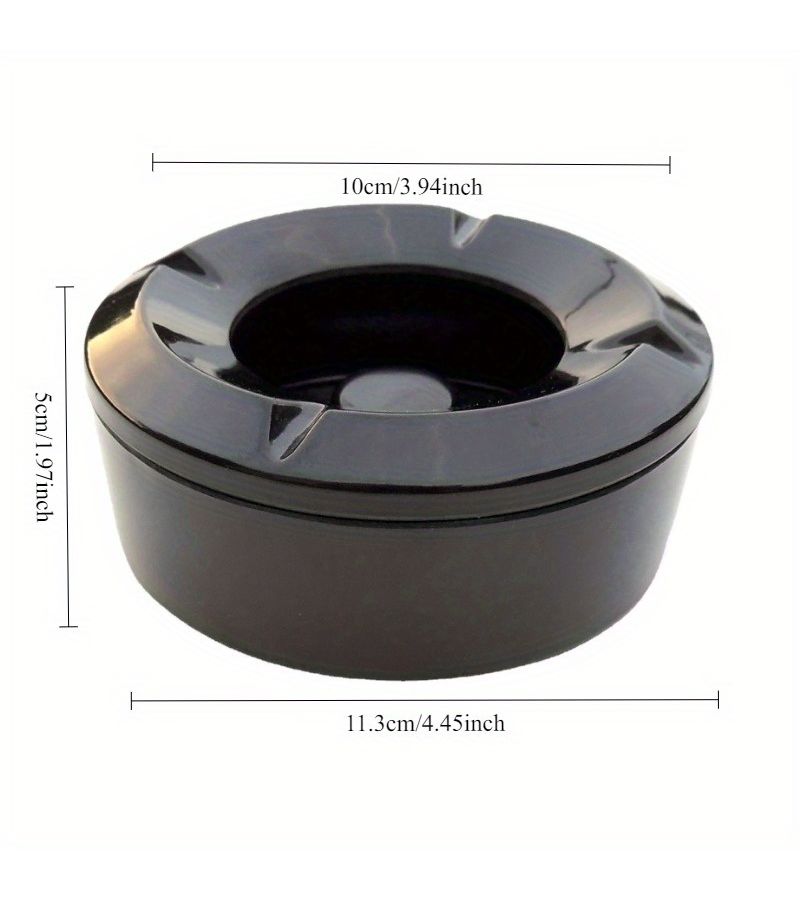 Black Round Windproof Anti Fly Ash Melamine Imitation Porcelain Ashtray Smoke Cup With Lid - Image 4