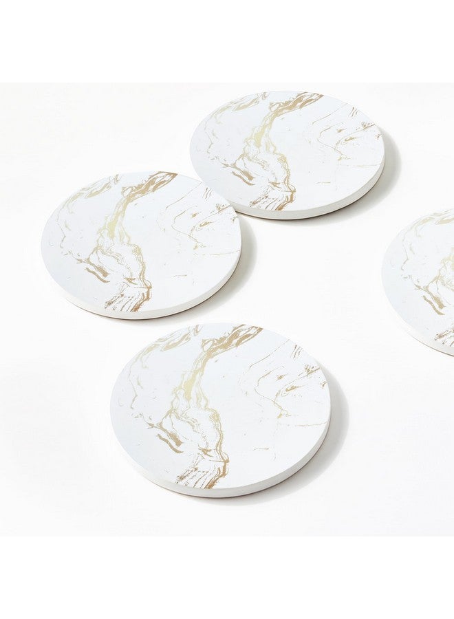 Decor & More - Ceramic Coasters with Matt Finish On Top & Cork Base | Coasters for Cups Set of 6 | Marble Style Ceramic Coaster for Tea, Coffee Table & Dining Table with Metal Holder - Image 2
