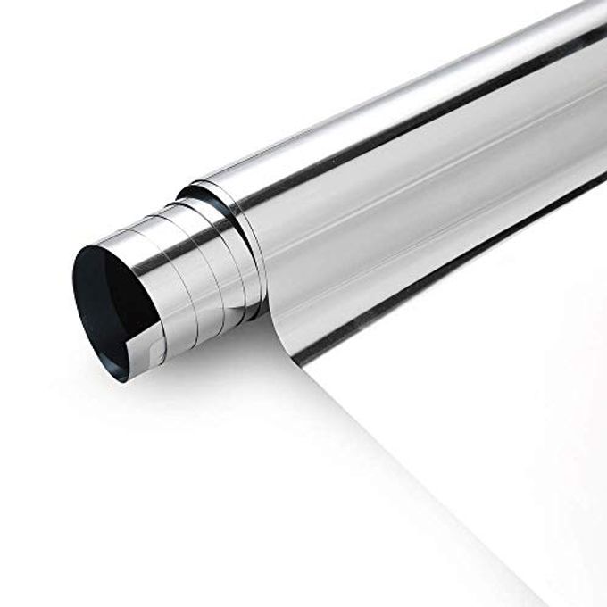 WINDOW FILM PRIVACY ONE WAY WINDOW REFLECTIVE FILM SUN BLOCKING HEAT CONTROL AND ANTI UV ADHESIVE MIRROR WINDOW TINT FOR HOME AND OFFICE 60INCH X 177INCH SILVER