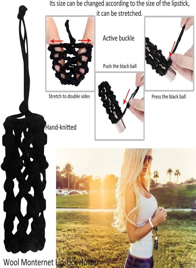 بي اي اتش ار تي سي محفظة مفاتيح BIHRTC، سوار من خرز السيليكون، سوار معصم، حامل مرطب شفاه شبكي محبوك يدويًا، حقيبة من جلد البولي يوريثان بشرابة للنساء والفتيات، حامل حلقات لمفاتيح المنزل والسيارة. - Image 5