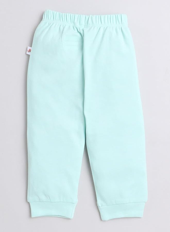 BUMZEE طقم ملابس داخلية قطنية بأكمام طويلة وبنطال رياضي وقبعة للبنات من بامزي باللونين الأخضر النعناعي والأبيض، مناسب للأعمار من 6 إلى 9 أشهر (Peb9848D-mgn.wht) - Image 5