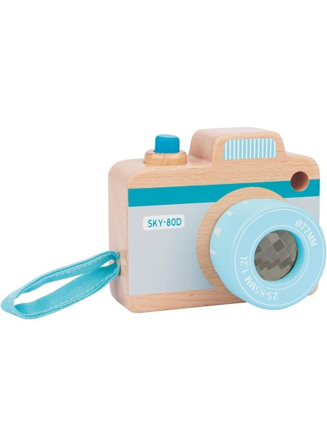 Lelin My First Camera Toy - Blue Wooden Camera for Kids - Image 1