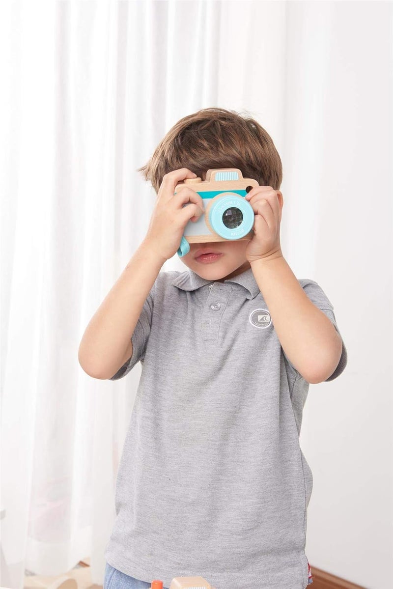 Lelin My First Camera Toy - Blue Wooden Camera for Kids - Image 4