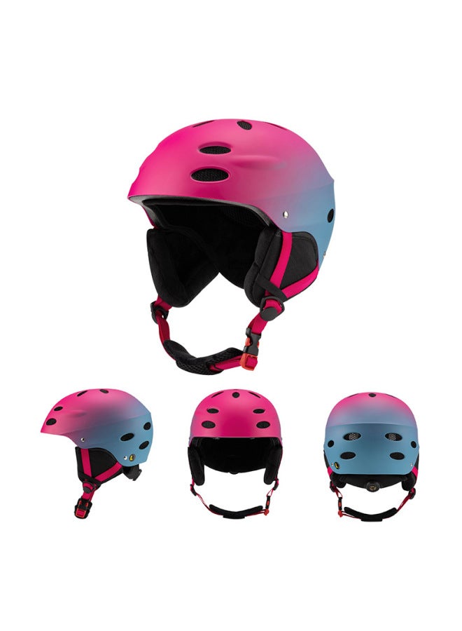 Adult Gradient Purple Ski Helmet - Upgraded Goggle Belt, Anti-Collision Safety Protection