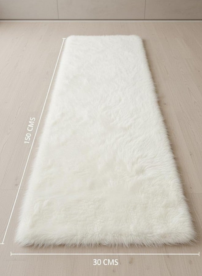 PICKKART Rainbow Faux Fur Table Runner, Elegant Dining Table Decor for Wedding Party, Home Decoration (White) - Image 2