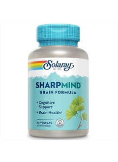 Solaray SharpMind, Cognitive Support Formula with Ginkgo Leaf, L-Dopa, Huperzine A & More for Healthy Brain, Mood & Memory Support 60 VegCaps