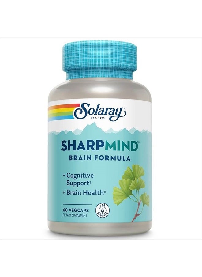 Solaray - Solaray SharpMind, Cognitive Support Formula with Ginkgo Leaf, L-Dopa, Huperzine A & More for Healthy Brain, Mood & Memory Support 60 VegCaps - Image 1