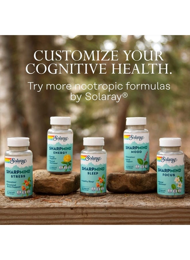 Solaray - Solaray SharpMind, Cognitive Support Formula with Ginkgo Leaf, L-Dopa, Huperzine A & More for Healthy Brain, Mood & Memory Support 60 VegCaps - Image 1