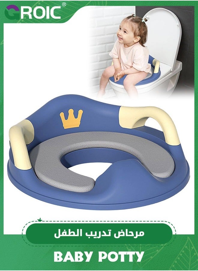 GROIC Potty Training Toilet Seat for Boys and Girls with Handles & Detachable Soft Cushion, Kids Travel Anti-Slip Design Splash Guard  - Image 1