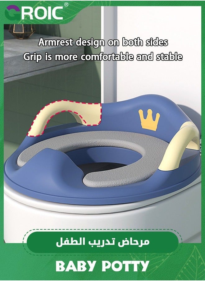 GROIC Potty Training Toilet Seat for Boys and Girls with Handles & Detachable Soft Cushion, Kids Travel Anti-Slip Design Splash Guard  - Image 2