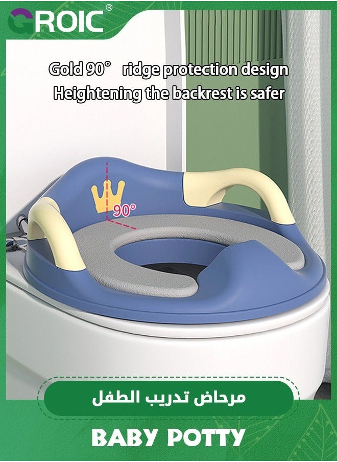 GROIC Potty Training Toilet Seat for Boys and Girls with Handles & Detachable Soft Cushion, Kids Travel Anti-Slip Design Splash Guard  - Image 3