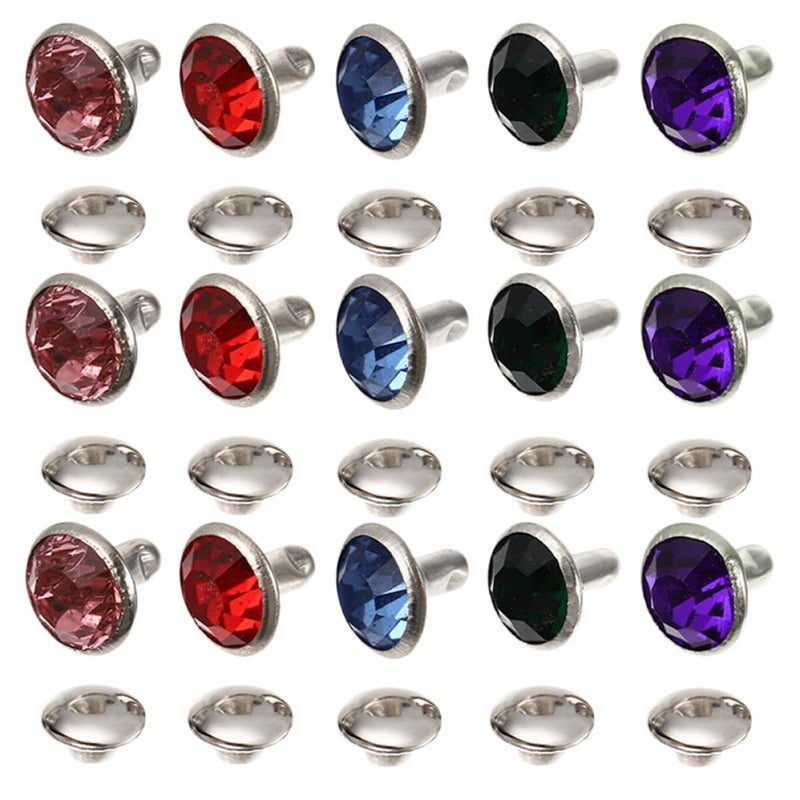 Mixed Color 8mm Rhinestone Rivets Studs for Bags Shoes Clothing DIY Leathercraft Supplies - Image 2