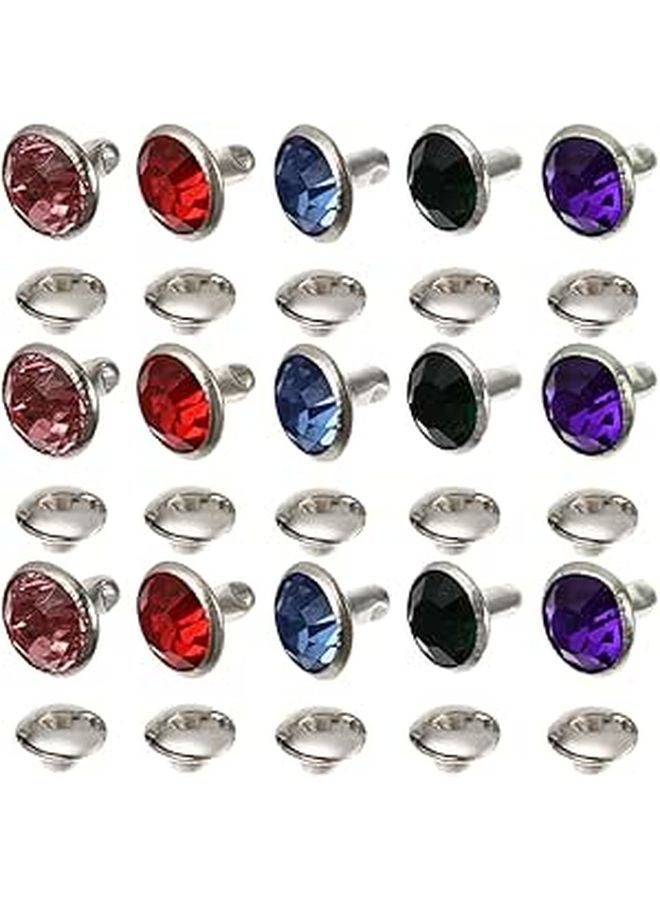 Mixed Color 8mm Rhinestone Rivets Studs for Bags Shoes Clothing DIY Leathercraft Supplies - Image 1