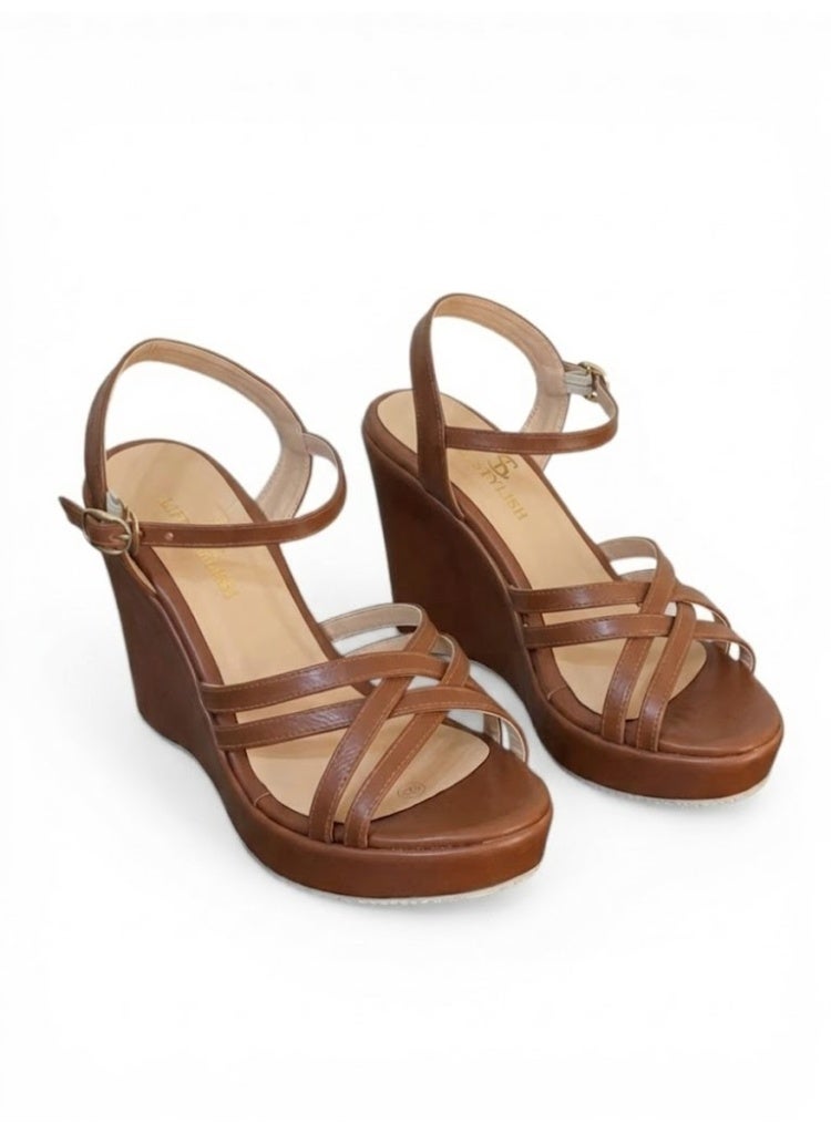 LIFESTYLISH Sandal Wedge Leather With Straps W-12 - Havan - Image 3