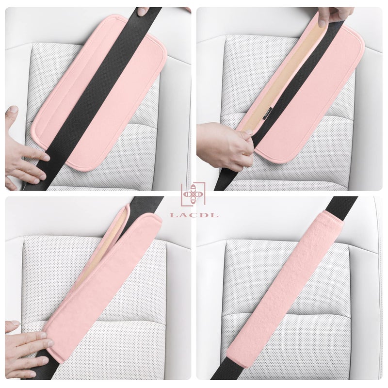 Lacdl Extra Long Seatbelt Cover Super Soft Furry For Adults Kids Women & Men  Thick Plush Full Car Seat Belt Strap Cushion  Fluffy Shoulder Pad Protector  Auto Interior Accessories  1Pc  Pink  15.5In - Image 5
