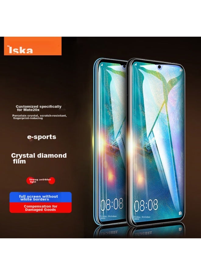 ISKA Yisika Tempered Glass Screen Protector For Huawei Mate 20x, Full Screen Glass Film, Anti-blue Light, 5g Phone Protection, No White Edge, Ultra-thin Ceramic Crystal, Light Fingerprint, Jm180 Black - Image 1