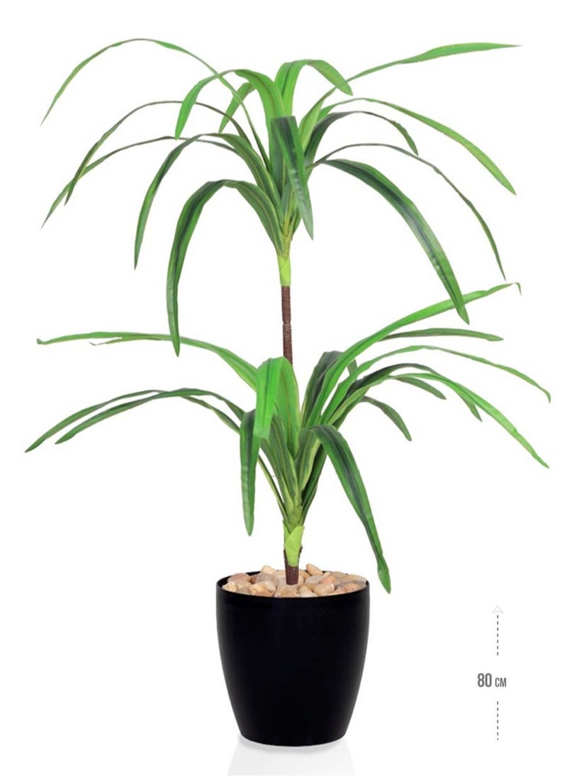 co arma An artificial tree simulating a natural tree with branches of multiple leaves and sizes and a black pot, 80 cm  - Image 3