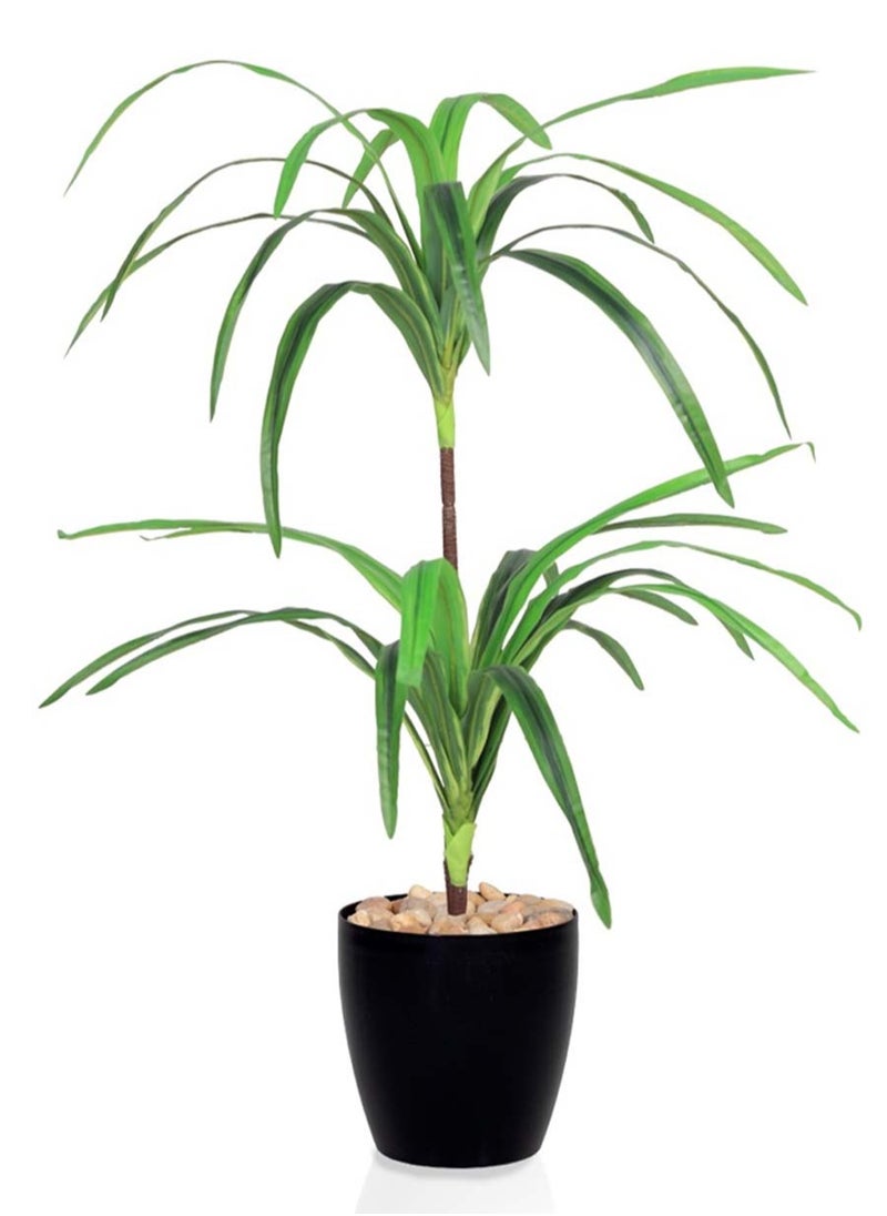 co arma An artificial tree simulating a natural tree with branches of multiple leaves and sizes and a black pot, 80 cm  - Image 1