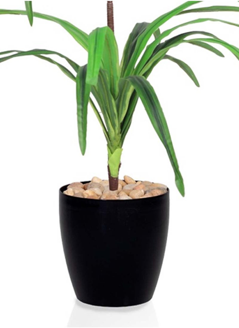 co arma An artificial tree simulating a natural tree with branches of multiple leaves and sizes and a black pot, 80 cm  - Image 4