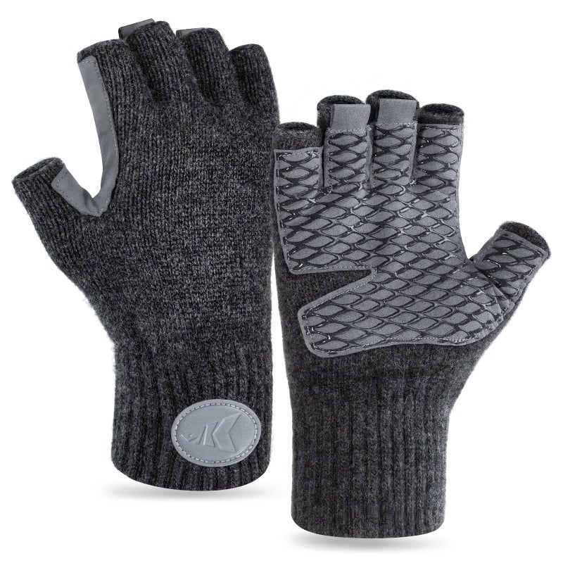 KastKing Bully Wooly Fingerless Wool Fishing Gloves, Cold Weather Warm Glove for Ice Fishing, Winter Gloves for Women & Men - Image 1