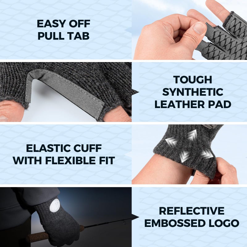 KastKing Bully Wooly Fingerless Wool Fishing Gloves, Cold Weather Warm Glove for Ice Fishing, Winter Gloves for Women & Men - Image 5