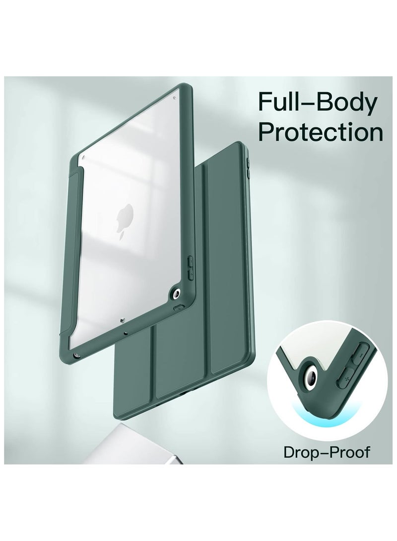 ملبوس حقيبة لجهاز آيباد الجيل التاسع (10.2 بوصة) (الجيل التاسع/الثامن/السابع، 2021/2020/2019) تدعم قلم أبل الجيل الثاني. ملحق وشحن لاسلكي، غلاف خلفي شفاف نحيف مع حامل مضاد للصدمات، (أخضر) - Image 4