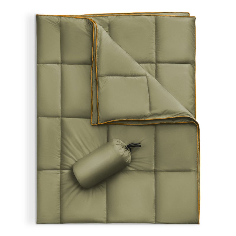 Sonive Sonive Blanket 50x60Lightweight Packable Compact Blanket Puffy Warm Outdoor Down Alternative Polyester Filling Weatherproof Quilt for Hiking Backpacking Picnic Stadium Olive Green 