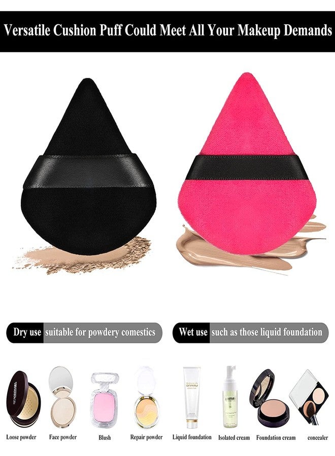COSLUXE Pure Cotton Powder Puff, Triangle Wedge Shape Designed for Contouring, Under Eyes and Corners Loose Powder Mineral Powder Body Powder Makeup Tool (BLACK & PINK, Pack Of 2) - Image 5