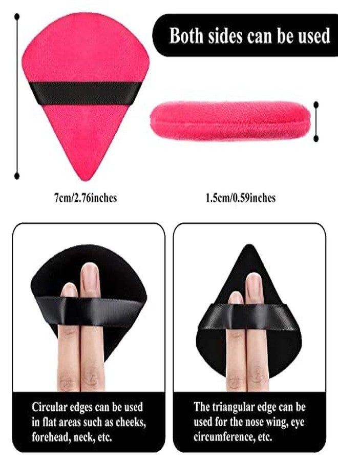 COSLUXE Pure Cotton Powder Puff, Triangle Wedge Shape Designed for Contouring, Under Eyes and Corners Loose Powder Mineral Powder Body Powder Makeup Tool (BLACK & PINK, Pack Of 2) - Image 2