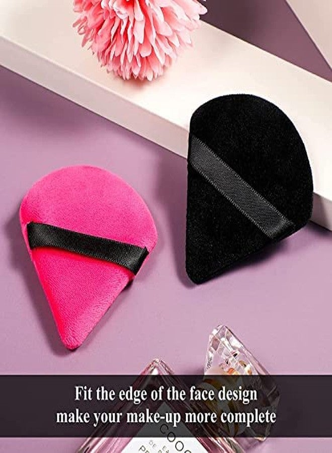 COSLUXE Pure Cotton Powder Puff, Triangle Wedge Shape Designed for Contouring, Under Eyes and Corners Loose Powder Mineral Powder Body Powder Makeup Tool (BLACK & PINK, Pack Of 2) - Image 4
