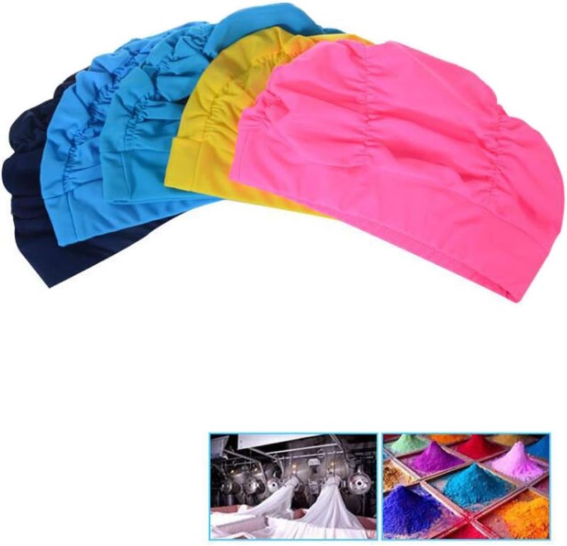 Ewandastore Colorful Pleated Nylon Cloth Swim Cap Large Swimming Cap Hot Spring Bathing Caps for Adult Men Women Long Hair - Image 4