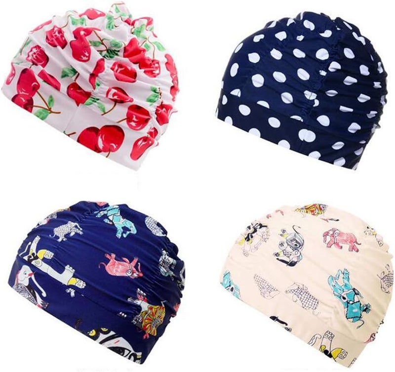 Ewandastore Colorful Pleated Nylon Cloth Swim Cap Large Swimming Cap Hot Spring Bathing Caps for Adult Men Women Long Hair - Image 2