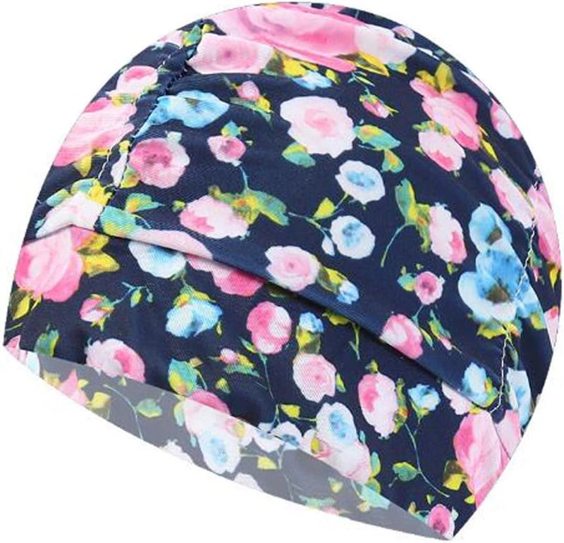 Ewandastore Colorful Pleated Nylon Cloth Swim Cap Large Swimming Cap Hot Spring Bathing Caps for Adult Men Women Long Hair - Image 1